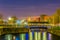 Night view of the skyline of Liverpool dominated by the metropolitan cathedral, England