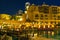 Night view Souk Al Bahar Dubai downtown lakeside UAE