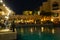 Night view Souk Al Bahar promenade Dubai downtown