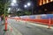 Night view of South East Light Rail construction zone along George Street