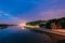 Night View Of Sozh River, Beach, Embankment In Gomel, Homiel, Be