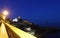 The night view of St Mary cathedral and light house in Bastia, on the island of Corsica in the Mediterranean Sea