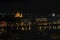 Night view of St Stephens Church in Budapest capital of Hungary and reflections on Danube River