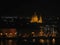 Night view of St Stephens Church in Budapest capital of Hungary and reflections on Danube River