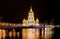 Night view of Stalin\'s vysotka in Moscow