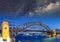 Night view with stars of Sydney Harbor Bridge from Luna Park Fer