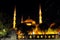 Night view of Sultan Ahmed Mosque in Istanbul