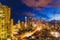 Night view of SUrfers Paradise with city lights and high-rise bu