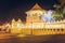 Night view of the Temple of the Buddha Tooth with lights, Kandy