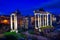 Night view of Temple of Saturn and Forum Romanum in Rome