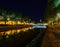 Night view to the Aura river in the Turku city