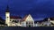 Night view at town hall square in Bardejov, Slovakia, UNESCO