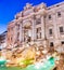 Night view of Trevi Fountain in Rome, Italy