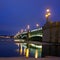 The night view of the Troitsky bridge in St. Petersburg, Russia