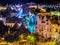 Night view of Trulli of Alberobello, UNESCO heritage, Puglia, Italy