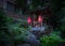 Night view of the Tsunokami Benzaiten shrine at the Mouchi ni Ike sacred shinto shrine.