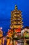 Night view of Tua Pek Kong Temple in Sibu, Sarawak, Malays