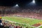 Night view of USC marching band in the football field