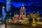 Night view of Varvarka street in Moscow, Russia.