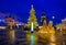 Night view of Varvarka street in Moscow, Russia.