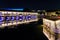 Night view of the Vauban Dam in the Petite France historic quarter in Strasbourg, France