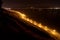 Night view of the Volga embankment in the Komsomolsky District of the city of Togliatti.