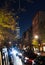 Night view of W Broadway street in Soho, New York.