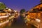 Night view of Waterfront houses in Wuzhen Town