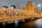 Night view of the white ford bridge outside the bund in Shanghai