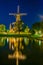 Night view of windmill de Valk in Leiden, Netherlands