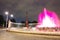 Night view of World War Fountain and Heroes Monument of Red Army on Schwarzenbergplatz