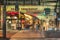 Night view of the Yurakucho Concourse underpass under the railway line of the station Yurakucho. Japanese noodle stalls and sake