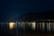 Night view on zeller lake at zell am see in Austria. city lights summer time copy space