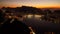 Night views to the Rio harbor from Sugar Loaf Mountain after sunset in Rio de Janeiro, Brazil.