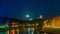 Night Vilnius, Gediminas Tower, the river Neris and the rising moon time-lapse