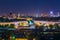 Night Voronezh downtown. View to Voronezh railway station, South-eastern railway main building and Annunciation Cathedral