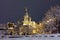 Night winter photo of Russian Church in center of Sofia city