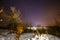 Night winter snowy landscape in Little Carpathians, Slovakia