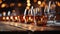 Nightclub celebration candlelit bar, wood, alcohol, drink, party, romance generated by AI