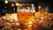 Nightclub celebration refreshing whiskey, bright beer, luxury cocktail, shiny glass generative AI