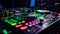 Nightclub mixing with turntable, sound mixer, and lighting equipment generated by AI