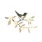 Nightingale bird with magnolia branch in oriental style isolated on a white background