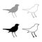 Nightingale Luscinia Bird silhouette icon outline set black grey color vector illustration flat style image