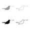 Nightingale singing tune song Bird musical notes Music concept icon outline set black grey color vector illustration flat style