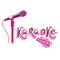 Nightlife entertainment concept, karaoke night vector inscription composed with stage microphone illustration. Leisure and