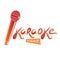 Nightlife entertainment concept, karaoke night vector inscription composed with stage microphone illustration. Leisure and