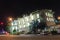 Nightly view on upside-down Wonderworks building