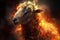 Nightmare sheep with fire flames. Generate ai