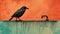 Nightmarish Crow On Sink: Figurative Colorist Illustration