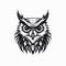 Nightmarish Owl Head Icon In Black And White